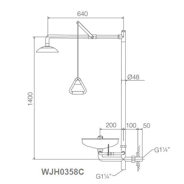 Thông Số Kĩ Thuật Bồn Rửa Mắt Và Tắm Khẩn Cấp Treo Tường WJH0358C